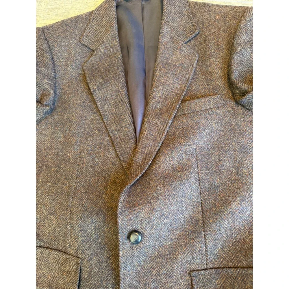 Imperial by Haggar Blazer 38 Brown Herringbone Pure Wool Sport Coat Mens NWOT